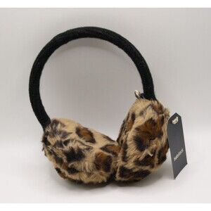Hatattack Womens Faux Fur Leopard Print Ear Muffs Brown Size OS